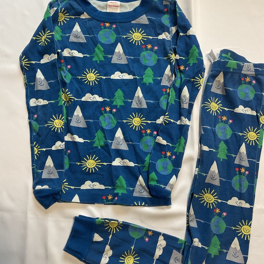 Hanna Andersson Blue Pajama Set with Nature Theme